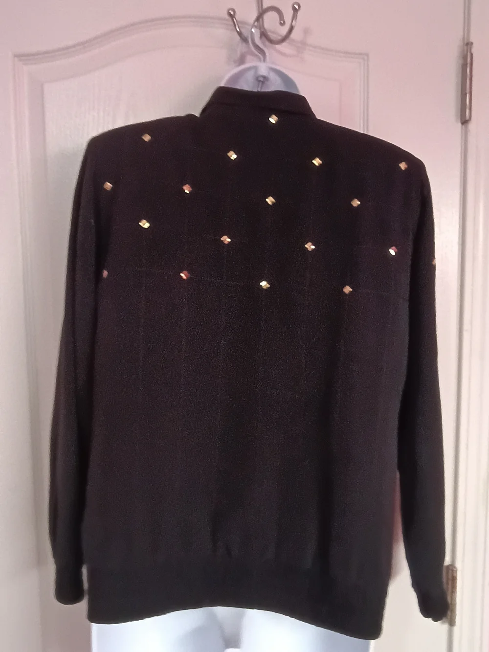 Vintage Zip-Front Women's Jacket With Gold Studs